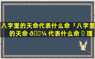 八字里的天命代表什么命「八字里的天命 🐼 代表什么命 ☘ 理」